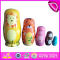 2014 bunte hölzerne Russland Nest Dolls für Kinder, süße Russland Nest Puppe für Kinder, Russland Matryoshka Nest Puppe für Baby Factory W06D039